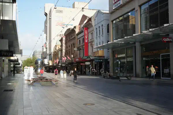 An outdoor shopping mall
